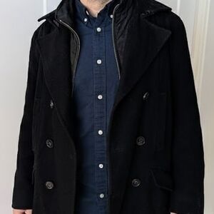 STONES Men’s Classic Black Wool Peacoat